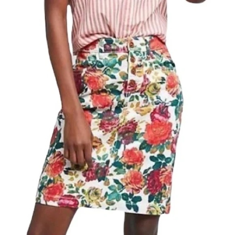 Maeve Red and Green Knee-Length Pencil Skirt for Work